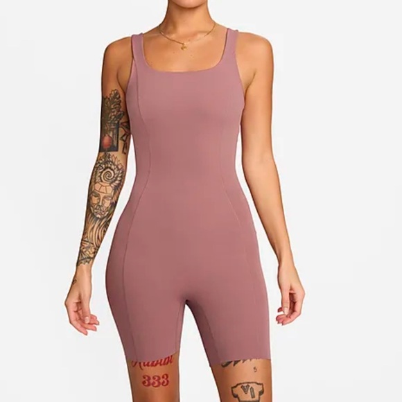 Nike WOMENS ZENVY DRI-FIT SHORTs BODY SUIT one piece romper purple - Picture 1 of 5